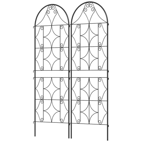Rootz Metal Trellis Set - Rose Grille - Climbing Plant Support - Rust-Free - Enhances Garden Aesthetics - 50x150 cm, Black