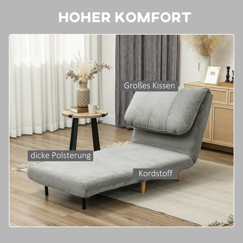 Rootz 2-in-1 Sleep Armchair Guest Bed - Recliner - Folding Sofa - Adjustable Headrest - Space Saving - 82cm x 89cm x 83cm Grey