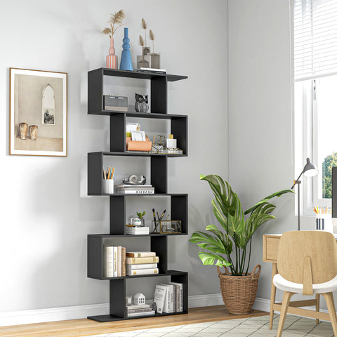 Rootz Zigzag Design Bookcase - Bookshelf - Storage Unit - Elegant & Spacious - 80W x 23D x 192H cm