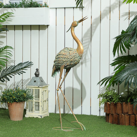 Rootz Heron Garden Statue - Outdoor Sculpture - Metal Decoration - Weatherproof and Stable - 39cm x 17cm x 90cm
