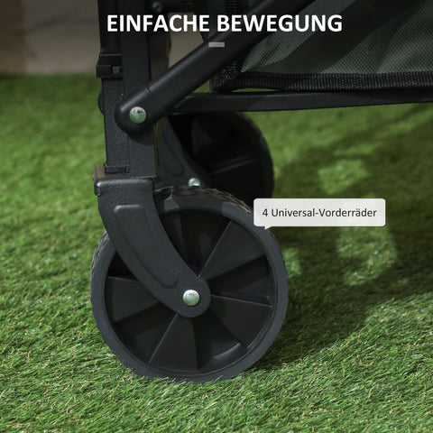 Rootz Foldable Garden Car - Transport Wagon - Beach Cart - 90kg Capacity - 114cm x 46cm x 65-92cm
