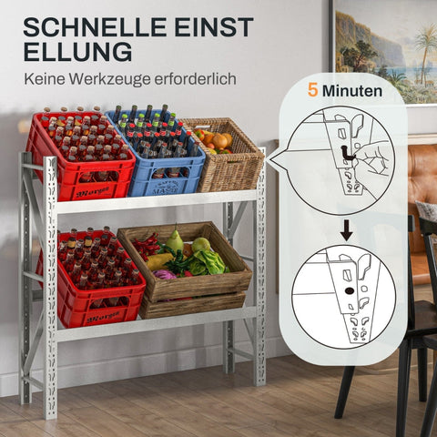 Rootz Beverage Crate Organizer - Drink Crate Stand - Drink Storage Rack - Space-Saving - Sturdy Steel - 110cm x 30cm x 110cm