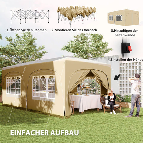 Rootz 3 x 6m Pop-up Gazebo - Garden Tent - Outdoor Canopy - UPF50+ UV Protection - 597cm x 300cm x 270cm