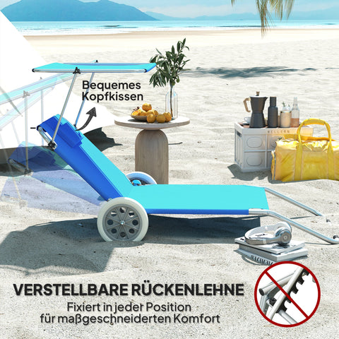 Rootz Foldable Sun Lounger - Beach Lounger - Garden Lounger - Adjustable Backrest - 62cm x 148cm x 85cm