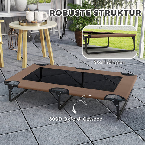Rootz Portable Raised Dog Bed - Elevated Pet Bed - Moisture-Repellent Lounger - Breathable Mesh - 107cm x 61cm x 20cm