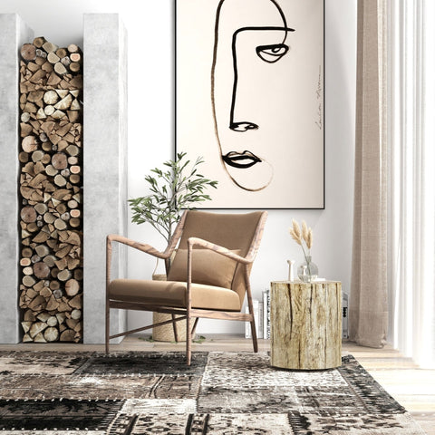 Rootz Side Table - Tree Stump Design - Weatherproof Concrete Table - Indoor & Outdoor Use - Ø37 x 43 cm - High Resilience - Ample Storage - Versatile Use