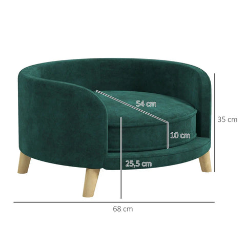 Rootz Dog Bed - Thick Cushion - Dog Sofa - Elegant Design - Pet Sofa - Eucolyptus - Eucalyptus Wood - Green - 68L x 68W x 35H cm