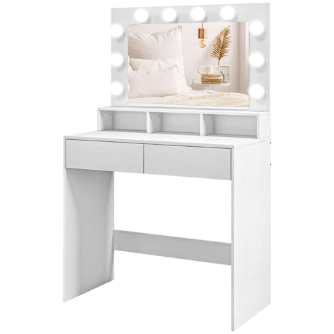 Rootz Dressing Table - Vanity Desk - Makeup Table - Ample Storage & Lighting - 80W x 40D x 135H cm