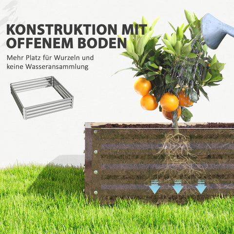 Rootz Garden Bed Planting Box - Planter - Raised Garden - Durable Steel - 120cm x 120cm x 30cm