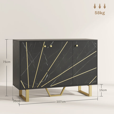 Rootz Storage Cabinet Sideboard - Living Room Cupboard - Adjustable Shelf - Elegant & Functional - 107x35x75cm