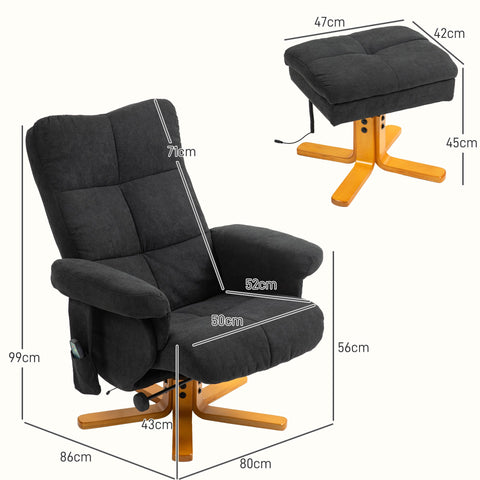 Rootz Massage Chair Recliner - Relaxation Seat - Cinema Chair - 145° Tilt - Polyester - 80cm x 86cm x 99cm