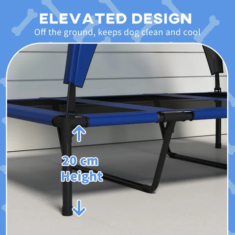 Rootz Dog Beds - Dog Sofas - Weather Resistant - Raised Frame - Pet Bed - Water-repellent - Oxford, Steel-breathable Mesh-polyester - Dark Blue - 106L x 76W x 94H cm