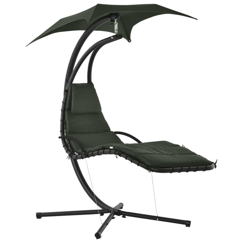 Rootz Sun Lounger Hanging Chair - Outdoor Relaxation - Contemporary Swing Seat - Sun Protection & Soft Mattress - 194x117x192cm - Steel & Polyester