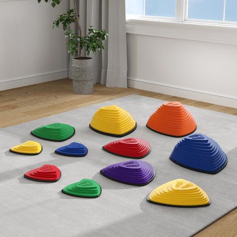 Rootz 11-Set Balancing Stones - Non-Slip Stepping Stones - Sensory Stacking Stones - Boosts Balance - 40cm x 40cm x 20.4cm