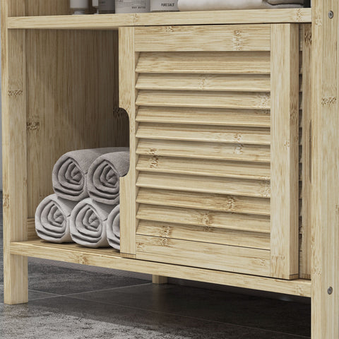 Rootz Bamboo Vanity Unit - Bathroom Cabinet - Storage Organizer - Durable Bamboo - 60cm x 30cm x 60cm