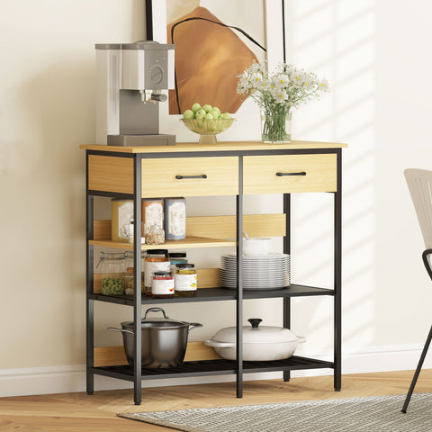 Rootz Sideboard Chest of Drawers - Kitchen Cabinet - Storage Organizer - Industrial Style, Large Capacity, 90 x 40 x 91 cm, Brown & Black