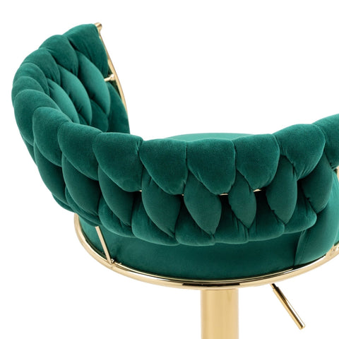 Rootz Adjustable Velvet Bar Stools - Swivel Stools - Ergonomic Seating - Gold Base - 54cm x 48cm x 78cm - Promotes Posture & Comfort