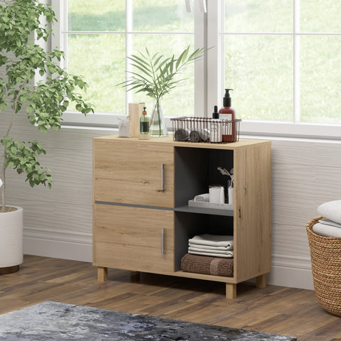 Rootz Bathroom Cabinet - Storage Furniture - Bathroom Organizer - Brown Look - 80cm x 35cm x 70cm - Stylish & Practical