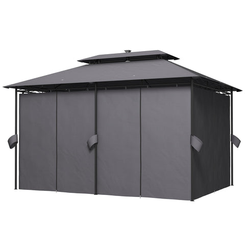 Rootz Garden Pavilion - Garden Tent - Terrace Tent - Solar LED Lights - 400cm x 300cm x 275cm