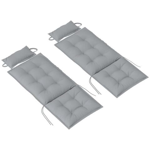 Rootz 2 Piece Sun Lounger Edition - Garden Lounger Pads - Upholstered Cushions - Water-Repellent - 50cm x 116cm x 5cm, Grey