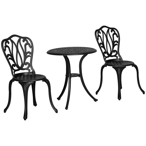 Rootz Garden Furniture Set - 2 Seats - Outdoor Chairs - Cast Aluminum - Retro Style - 44x49x88cm Chair, Ø60x66cm Table