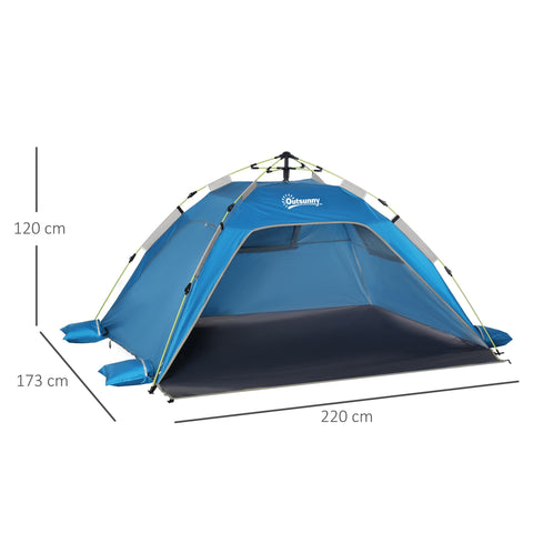Rootz Pop-Up Beach Tent - Sun Shade - UV Shelter - Mesh Window - Fiberglass Frame - 220x173x120cm