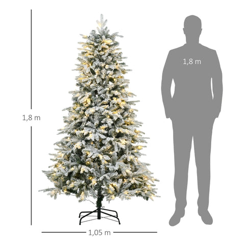 Rootz Artificial Christmas Tree - Snowy LED Lighted Tree - Pre-Lit Holiday Tree - Easy Assembly - Energy-Efficient - Realistic Appearance - 180cm x Ø105cm - Plastic & Steel