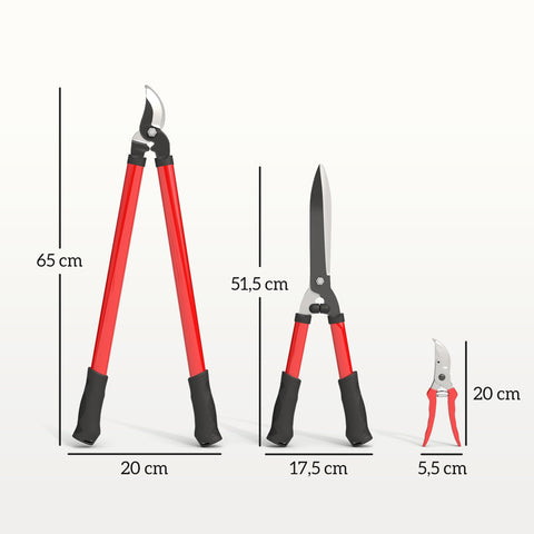 Rootz Hedge Trimmer Set - Garden Scissors - Pruning Shears - Effortless Gardening - Red+Black - Scissors 51.5x17.5x4cm, Shears 65x20x2.4cm