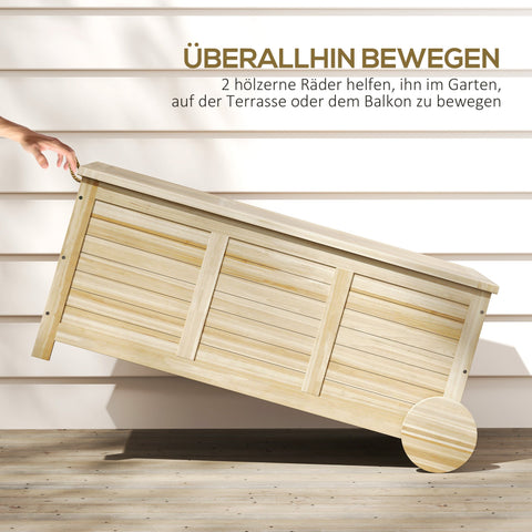 Rootz 185L Outdoor Storage Box - Weather-Resistant Organizer - Wooden Chest - Seating Option - 110 x 50 x 50 cm