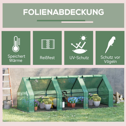 Rootz Mini Greenhouse - Film Greenhouse - Cold Frame - Weatherproof Protection - Enhanced Growth - Easy Setup - 270L x 90W x 90H cm