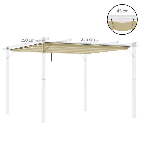 Rootz Pergola Replacement Roof - Canopy - Shade Cover - Rain Drainage - 250L x 255W cm - Brown Polyester