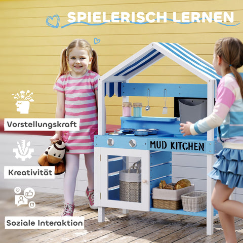 Rootz Outdoor Kids Kitchen Playset - Child's Kitchen - Mud Play Cooking Set - Promotes Creativity - 80cm x 36.5cm x 112cm