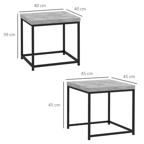 Rootz Stackable Coffee Tables Set - Side Tables - Accent Tables - Space-Saving Design - 45cm x 45cm x 45cm & 40cm x 40cm x 39cm