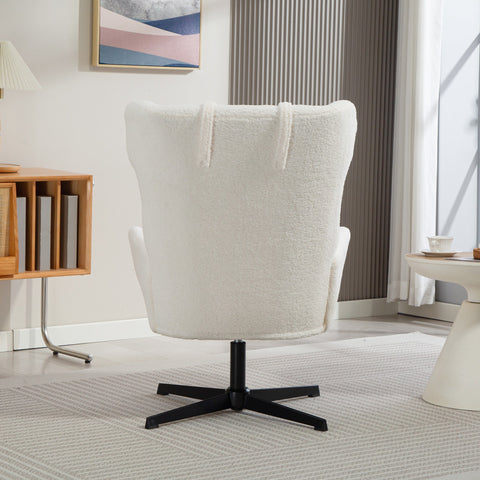 Rootz White Upholstery Armchair - Lounge Chair - Swivel Chair - Offers Comfort - 74cm x 86.5cm x 102cm