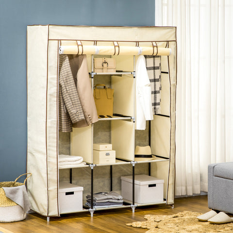 Rootz Fabric Cabinet Storage Solution - Wardrobe Closet - Clothes Organizer - Dust Protection - 125cm x 43cm x 162.5cm