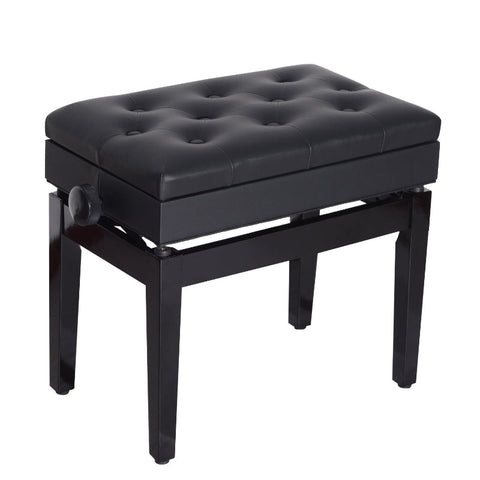 Rootz Adjustable Piano Stool - Piano Bench - Music Seat - Extra Thick Padding - Adjustable Height - Storage Compartment - 54.5cm x 33cm x 48-58cm - Faux Leather