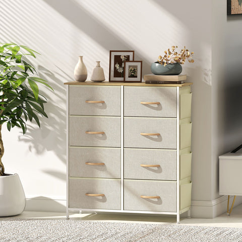 Rootz Chest of Drawers - Dresser - Storage Organizer - 8 Fabric Drawers - Steel Frame - 86cm x 30cm x 94.5cm - Brown