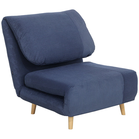 Rootz 2-in-1 Sleeping Armchair - Guest Bed - Convertible Sofa - Adjustable Headrest - Space Saver - 82cm x 89cm x 83cm - Blue
