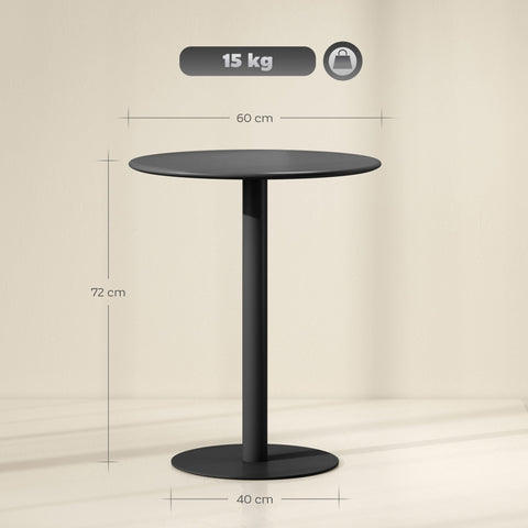 Rootz Round Dining Table - Bistro Table - Outdoor Table - Durable Steel - Ø60cm x 72cm - Black