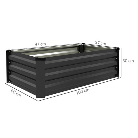 Rootz Raised Garden Bed Set - Kruidenbed - Weerbestendige plantenbak - Bevordert een gezonde wortelgroei - Duurzaam gegalvaniseerd staal - 100 cm x 60 cm x 30 cm - Donkergrijs