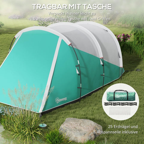 Rootz Camping Tent - Family Tent - Tunnel Tent - Waterproof - Durable Groundsheet - Convenient Lighting - 460cm x 260cm x 190cm