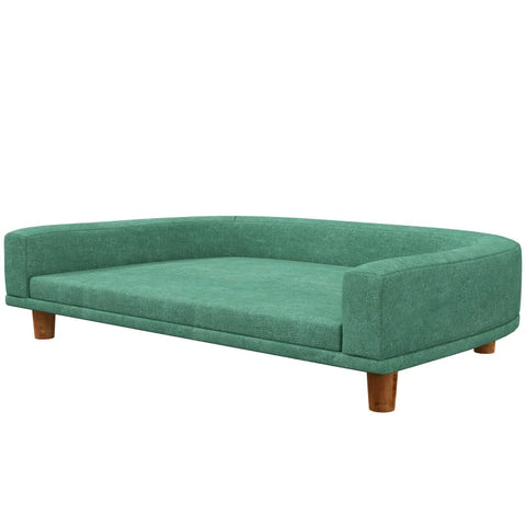 Rootz Dog Bed - Thick Cushion - Dog Sofa - Elegant Design - Pet Sofa - Eucolyptus - Polyester-MDF - Green - 68L x 68W x 35H cm