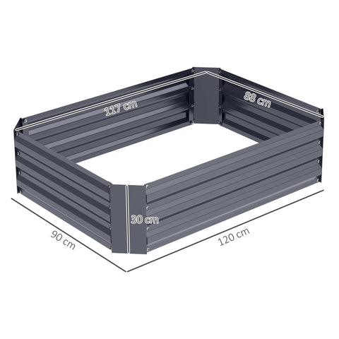 Rootz Galvanized Steel Raised Bed - Planting Box - Flower Box - Rust Protection - 120 x 90 x 30 cm Grey