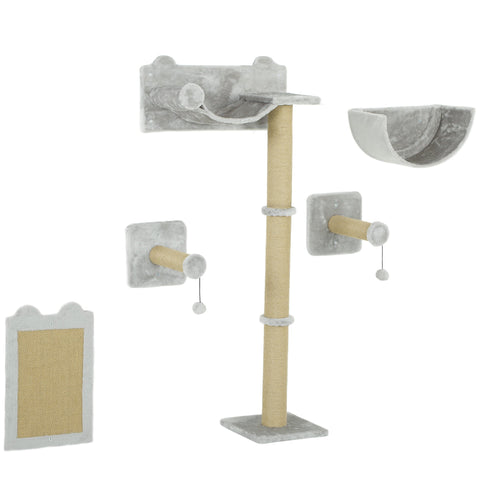 Rootz 5 Piece Cat Wall Climbing Set - Indoor Cat Playground - Cat Furniture - Space Saving - 60cm x 32cm x 140cm