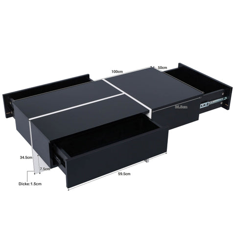 Rootz High Gloss Coffee Table - LED Coffee Table - Modern Coffee Tables - App-Controlled LED Lights - 100L x 50W x 34.5H cm