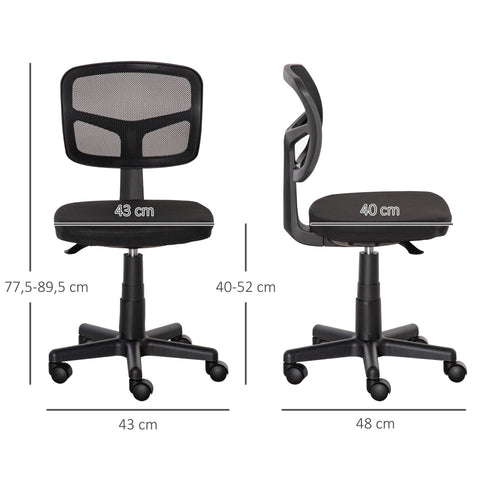 Rootz Ergonomic Office Chair - Desk Chair - Swivel Chair - Height Adjustable - 43cm x 77.5-89.5cm - Black