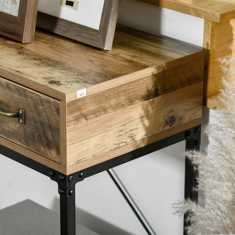 Rootz Console Table - Entrance Table - Industrial Design - 3 Drawers - Wood Look - 100 x 35 x 76.5 cm - Light Brown & Black