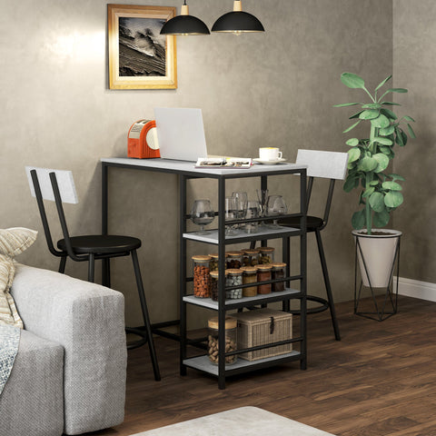 Rootz Baric Set with 2 Stools - Dining Set - Kitchen Furniture - Space-Saving Shelves - 90L x 50B x 90.5H cm