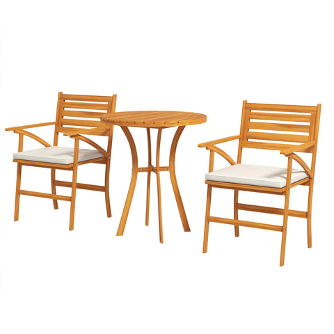 Rootz Garden Furniture Set - Patio Set - Outdoor Seating - Weatherproof Pine - 2 Armchairs with Removable Pillows & Side Table - 55x52x87.5cm Chairs