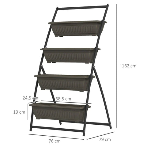 Rootz Plant Stairs - Bloementrap - Plantenbak - Stapelbaar - Weerbestendig - Bruin - 76cm x 79cm x 162cm